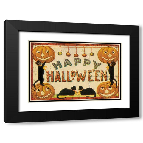 Halloween Nostalgia Happy Halloween Black Modern Wood Framed Art Print with Double Matting by Pertiet, Katie