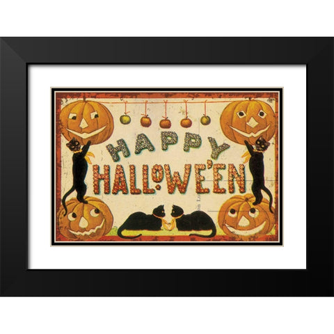 Halloween Nostalgia Happy Halloween Black Modern Wood Framed Art Print with Double Matting by Pertiet, Katie