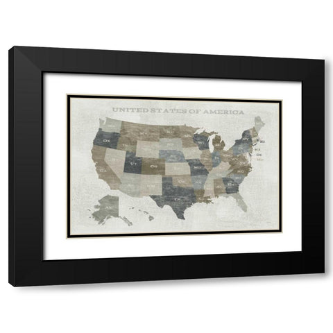 Slate US Map Black Modern Wood Framed Art Print with Double Matting by Schlabach, Sue