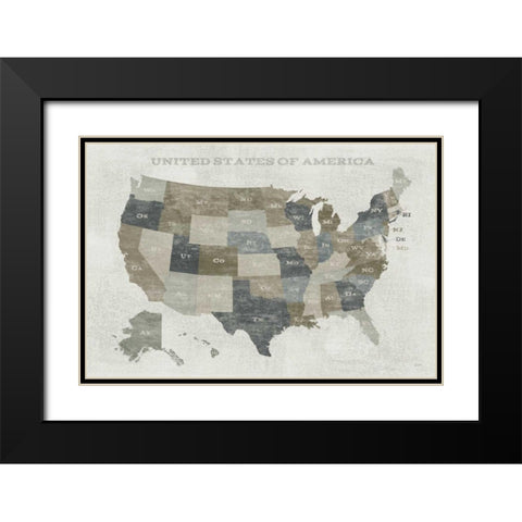 Slate US Map Black Modern Wood Framed Art Print with Double Matting by Schlabach, Sue