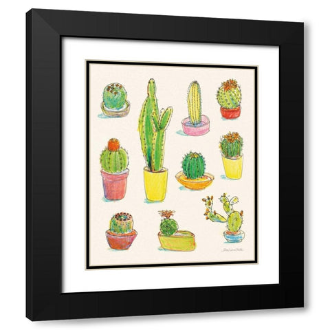 Cacti Garden I Black Modern Wood Framed Art Print with Double Matting by Miller, Sara Zieve
