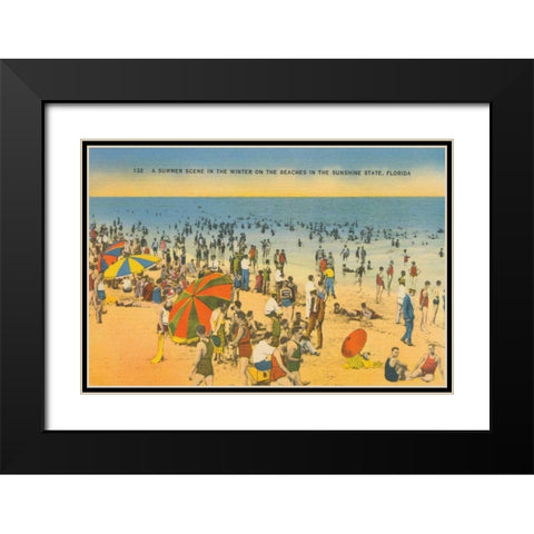 Beach Postcard IV Black Modern Wood Framed Art Print with Double Matting by Wild Apple Portfolio