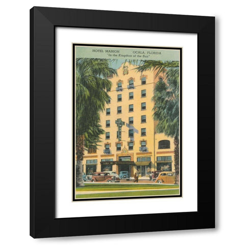 Florida Postcard V Black Modern Wood Framed Art Print with Double Matting by Wild Apple Portfolio