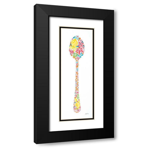 Floral Spoon Black Modern Wood Framed Art Print with Double Matting by Davis, Joan E.