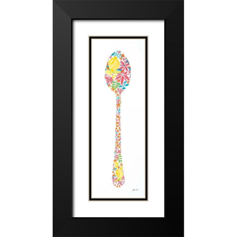 Floral Spoon Black Modern Wood Framed Art Print with Double Matting by Davis, Joan E.