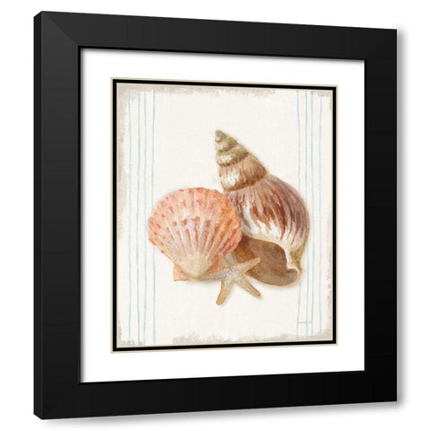 Floursack Nautical Shells I Black Modern Wood Framed Art Print with Double Matting by Nai, Danhui