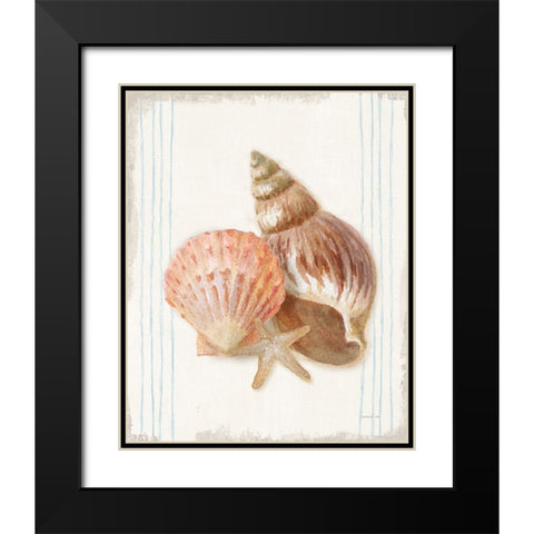 Floursack Nautical Shells I Black Modern Wood Framed Art Print with Double Matting by Nai, Danhui