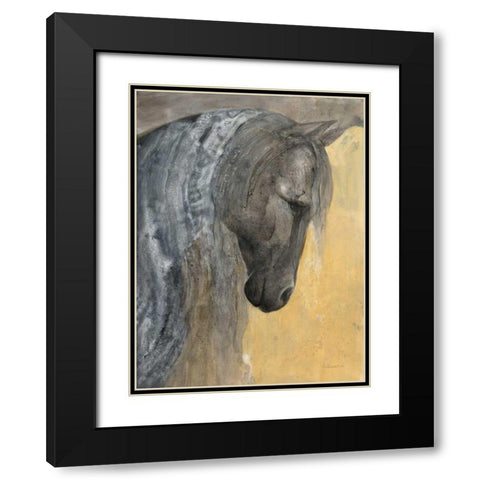 Pensive Black Modern Wood Framed Art Print with Double Matting by Hristova, Albena