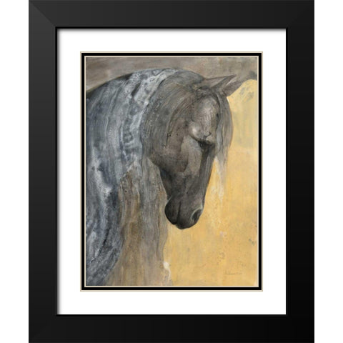 Pensive Black Modern Wood Framed Art Print with Double Matting by Hristova, Albena