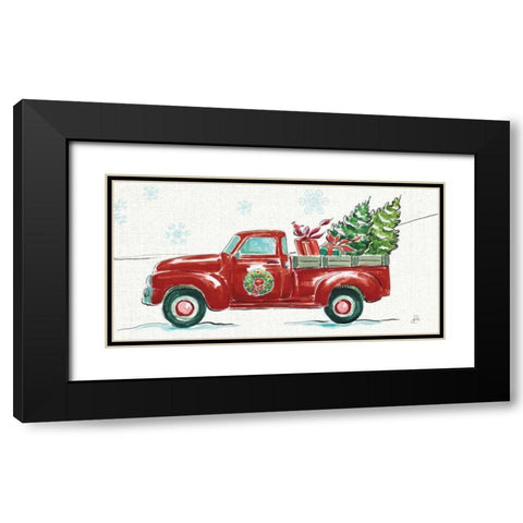 Christmas in the Country iv - Wreath Truck Crop Black Modern Wood Framed Art Print with Double Matting by Brissonnet, Daphne