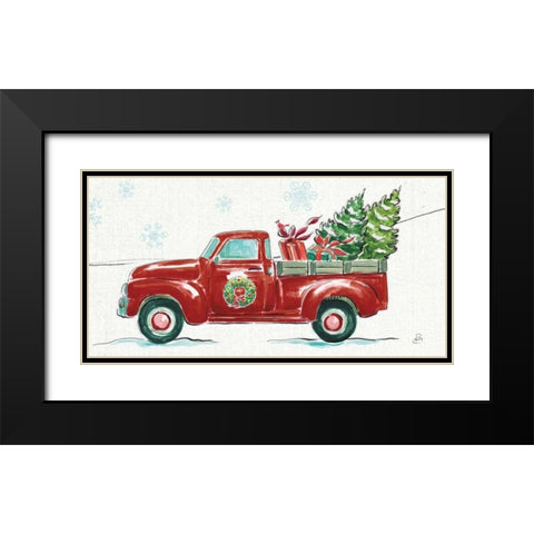 Christmas in the Country iv - Wreath Truck Crop Black Modern Wood Framed Art Print with Double Matting by Brissonnet, Daphne