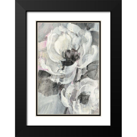 White Delight II Black Modern Wood Framed Art Print with Double Matting by Hristova, Albena