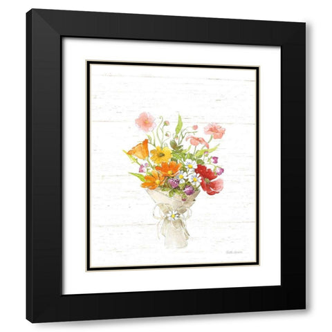 Farmhouse Floral V Shiplap Black Modern Wood Framed Art Print with Double Matting by Grove, Beth