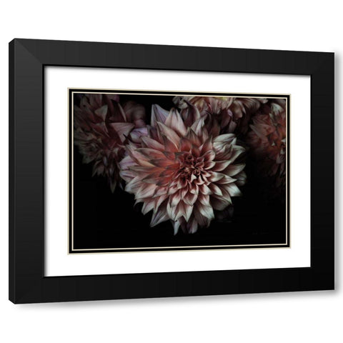 Peach Dahlias Black Modern Wood Framed Art Print with Double Matting by Catterall, Elise