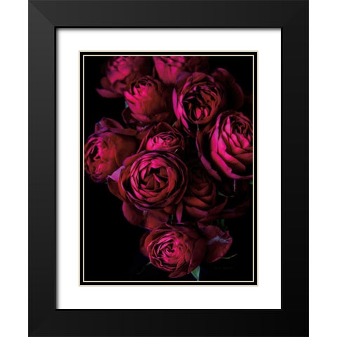 Cabbage Roses Black Modern Wood Framed Art Print with Double Matting by Catterall, Elise