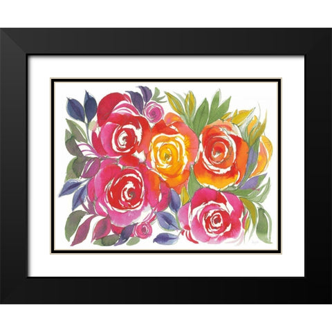 Bold Roses I Black Modern Wood Framed Art Print with Double Matting by Rice, Kristy