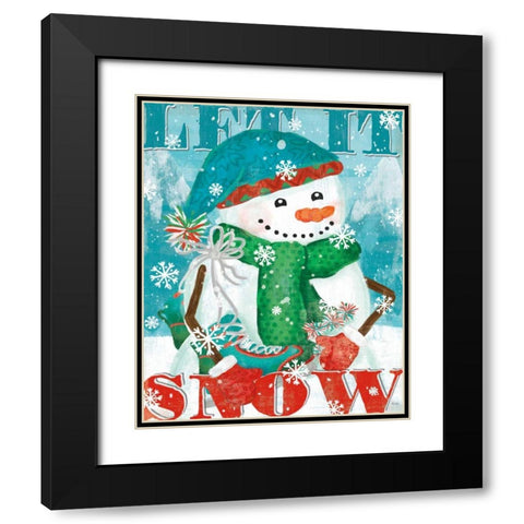 Snowy Fun II Black Modern Wood Framed Art Print with Double Matting by Charron, Veronique