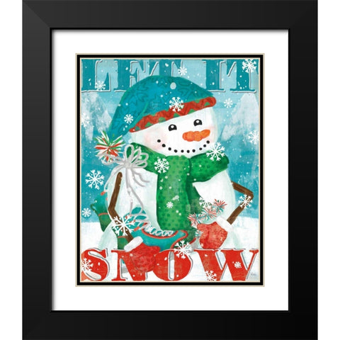 Snowy Fun II Black Modern Wood Framed Art Print with Double Matting by Charron, Veronique