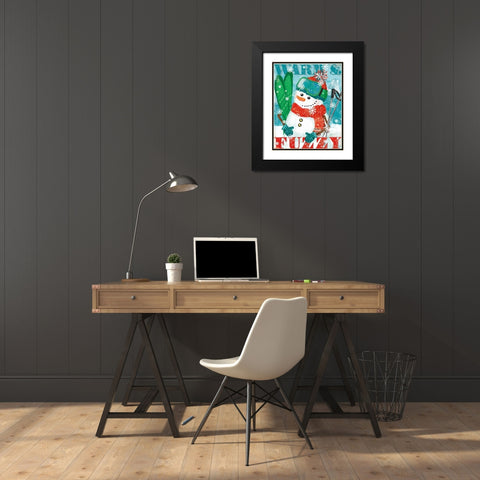 Snowy Fun III Black Modern Wood Framed Art Print with Double Matting by Charron, Veronique