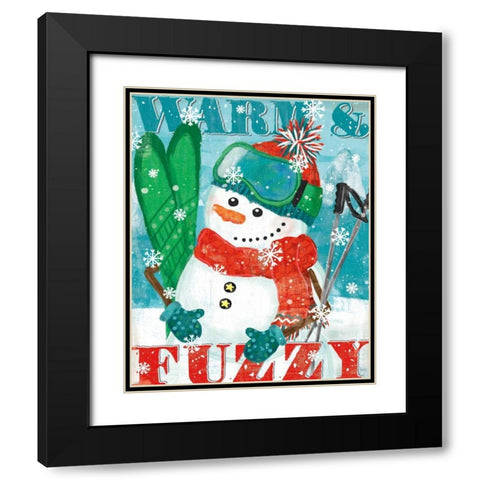 Snowy Fun III Black Modern Wood Framed Art Print with Double Matting by Charron, Veronique