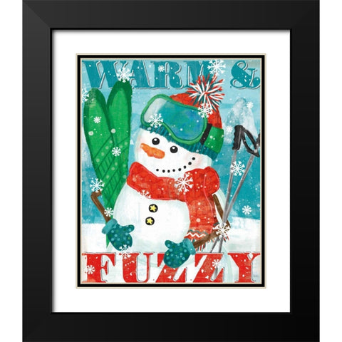 Snowy Fun III Black Modern Wood Framed Art Print with Double Matting by Charron, Veronique