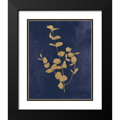 Botanical Study II Gold Navy Black Modern Wood Framed Art Print with Double Matting by Purinton, Julia