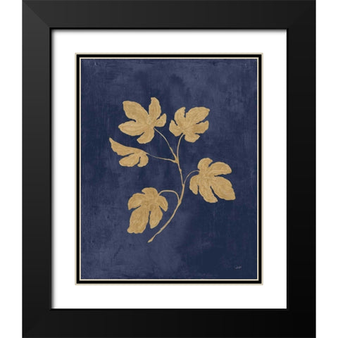 Botanical Study III Gold Navy Black Modern Wood Framed Art Print with Double Matting by Purinton, Julia