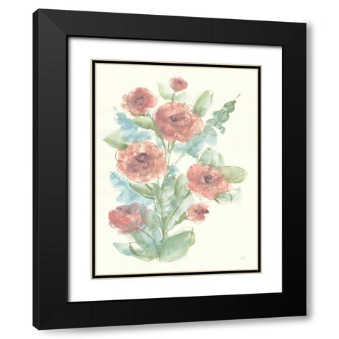 Camellia Bouquet II Black Modern Wood Framed Art Print with Double Matting by Paschke, Chris