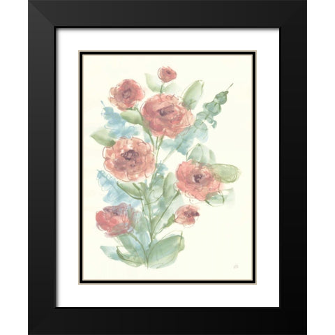 Camellia Bouquet II Black Modern Wood Framed Art Print with Double Matting by Paschke, Chris