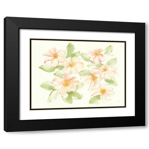 Creme Clematis Black Modern Wood Framed Art Print with Double Matting by Paschke, Chris