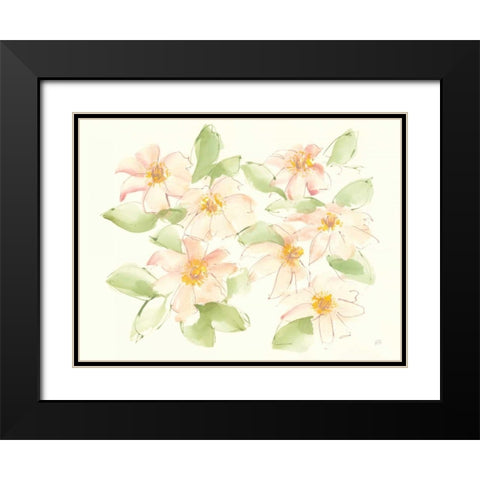 Creme Clematis Black Modern Wood Framed Art Print with Double Matting by Paschke, Chris
