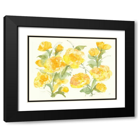 Sunshine Peonies Black Modern Wood Framed Art Print with Double Matting by Paschke, Chris