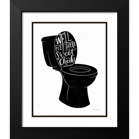 Bathroom Puns IV Black Black Modern Wood Framed Art Print with Double Matting by Thorns, Becky