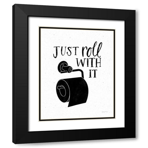 Bathroom Puns V Black Black Modern Wood Framed Art Print with Double Matting by Thorns, Becky
