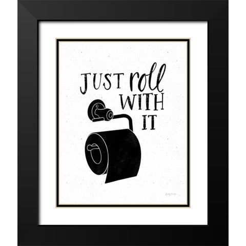 Bathroom Puns V Black Black Modern Wood Framed Art Print with Double Matting by Thorns, Becky