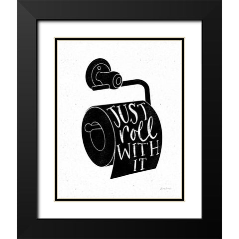 Bathroom Puns VI Black Black Modern Wood Framed Art Print with Double Matting by Thorns, Becky