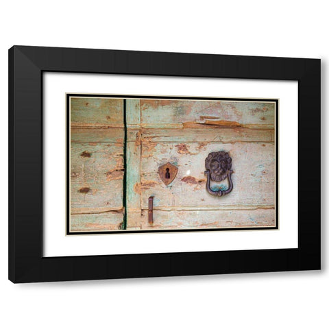 Please Knock Black Modern Wood Framed Art Print with Double Matting by Aledanda
