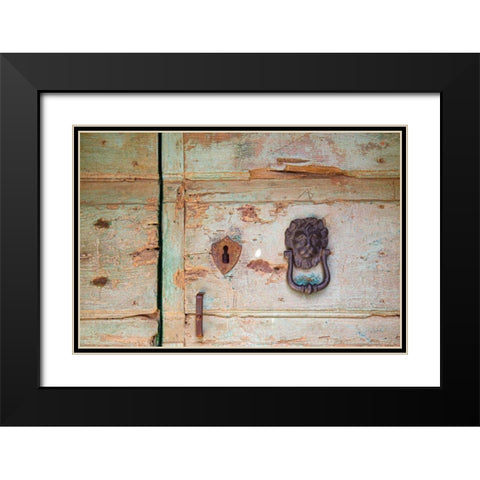 Please Knock Black Modern Wood Framed Art Print with Double Matting by Aledanda