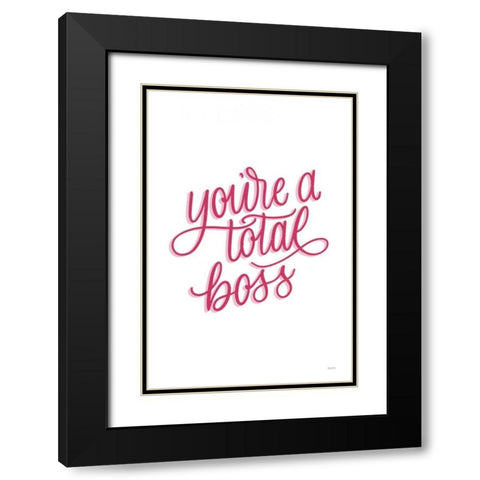 Total Boss White and Pink Black Modern Wood Framed Art Print with Double Matting by Thorns, Becky