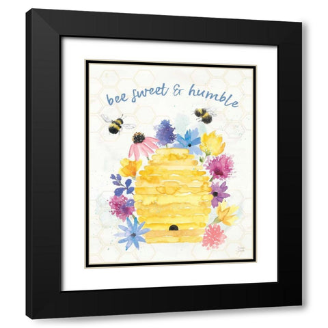 Bee Harmony IV Black Modern Wood Framed Art Print with Double Matting by June, Dina