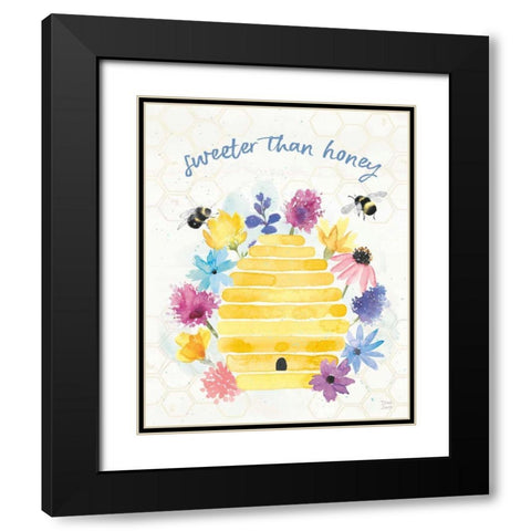 Bee Harmony V Black Modern Wood Framed Art Print with Double Matting by June, Dina