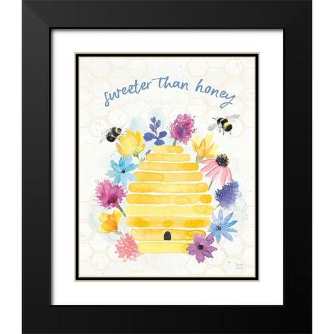 Bee Harmony V Black Modern Wood Framed Art Print with Double Matting by June, Dina