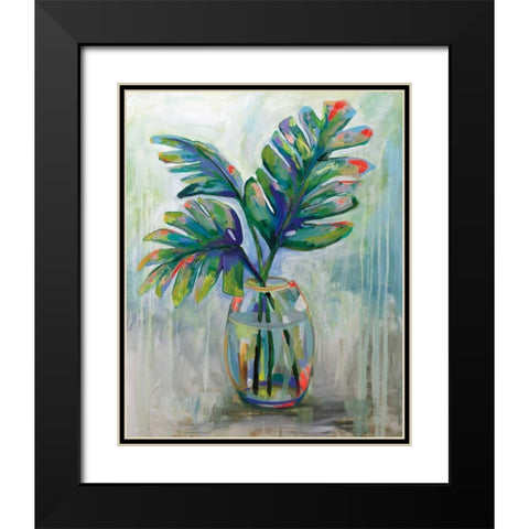 Palm Leaves II Red Black Modern Wood Framed Art Print with Double Matting by Vertentes, Jeanette