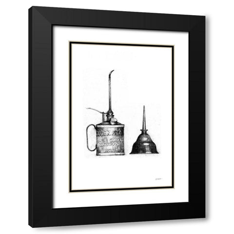 Oil Cans Black Modern Wood Framed Art Print with Double Matting by Schick, Mike