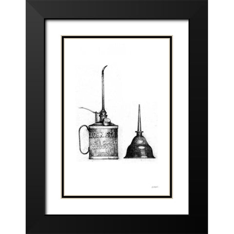 Oil Cans Black Modern Wood Framed Art Print with Double Matting by Schick, Mike