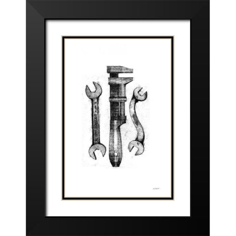 Wrenches Black Modern Wood Framed Art Print with Double Matting by Schick, Mike