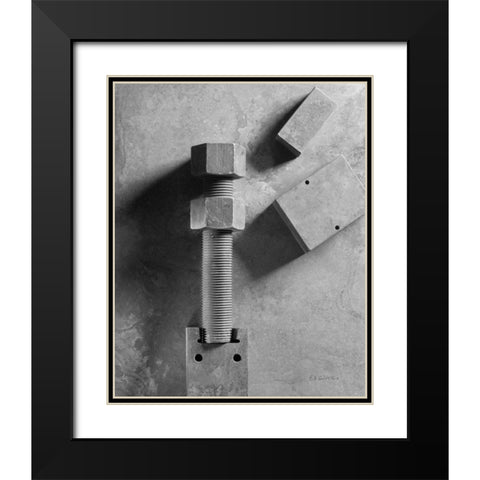 Bridge Bolts Black Modern Wood Framed Art Print with Double Matting by Goldstein, Ed