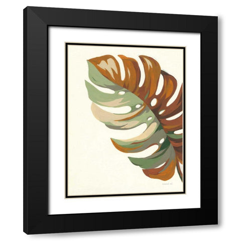 Retro Big Leaf III Black Modern Wood Framed Art Print with Double Matting by Nai, Danhui