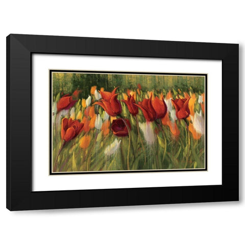 Tipsy Tulips Black Modern Wood Framed Art Print with Double Matting by Novak, Shirley