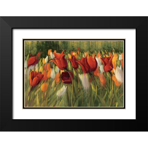 Tipsy Tulips Black Modern Wood Framed Art Print with Double Matting by Novak, Shirley